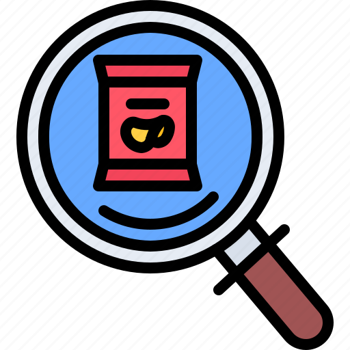 Search, magnifier, chips, snack, food, shop icon - Download on Iconfinder