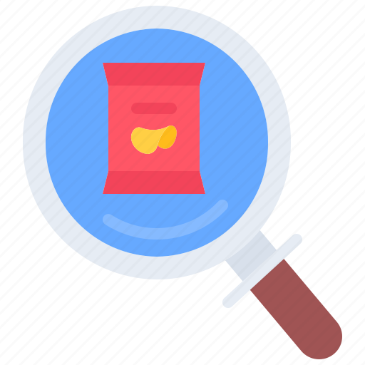 Search, magnifier, chips, snack, food, shop icon - Download on Iconfinder