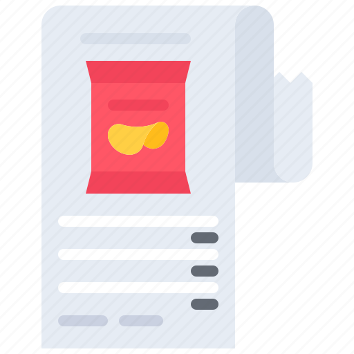 Chips, list, purchase, check, snack, food, shop icon - Download on Iconfinder