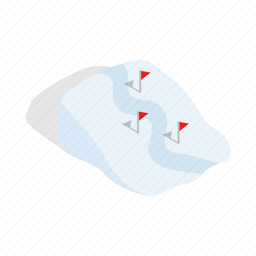 Isometric, mountain, path, route, snow, track, winter icon - Download on Iconfinder