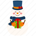 snowman, gift, birthday, present, package, winter, christmas, box, xmas