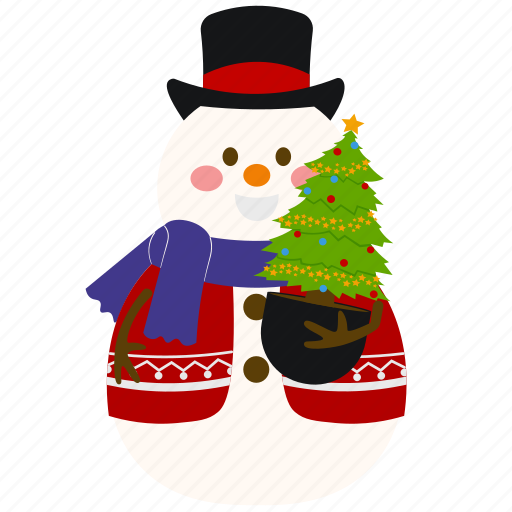 Cute, snowman, christmas, pine, tree, plant, character icon - Download on Iconfinder