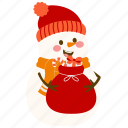 cute, snowman, gift, bag, winter, christmas, present, xmas, snow
