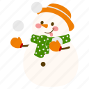 happy, snowman, playing, snowball, face, christmas, winter, snow, smile