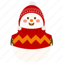 happy, snowman, winter, face, holiday, christmas, smile, snow, character