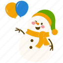happy, snowman, balloons, holiday, christmas, snow, xmas, smile, emoji