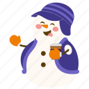 snowman, coffee, coffee cup, christmas, snow, xmas, character, decoration, celebration