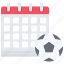 calendar, date, football, match, player, soccer, sport 