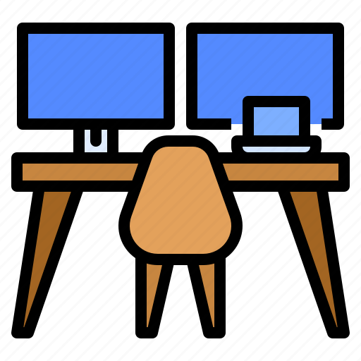 Computer, desk, from, home, monitor, work, workspace icon - Download on Iconfinder