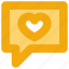 chat, heart, like, love, message, social media 