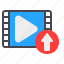 upload, video, movie, media, arrow, play, film 