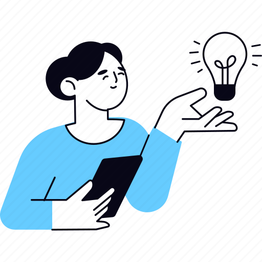 Startup, idea, tips, mobile, smartphone, social media, light bulb illustration - Download on Iconfinder