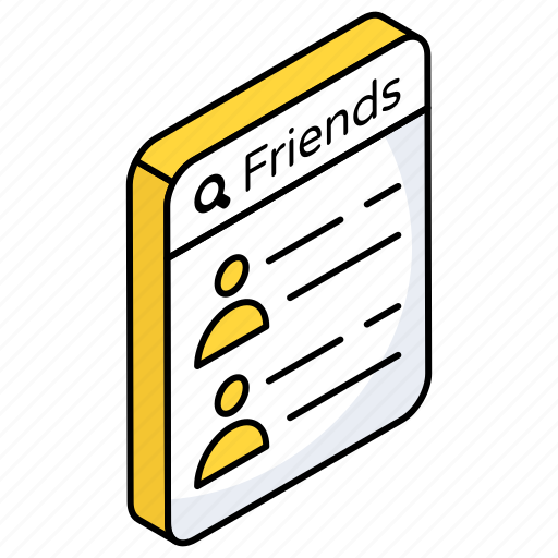Friend list, friend checklist, search friends, profiles, accounts icon - Download on Iconfinder