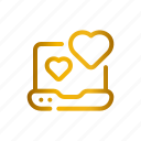 laptop, heart, love, message, communications