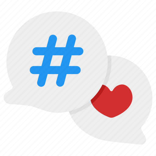Hashtag, heart, bubble, social, media, network icon - Download on Iconfinder