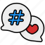 hashtag, heart, bubble, social, media, network 