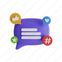 social, media, comment, 3d, application, online, phone, marketing, icon 