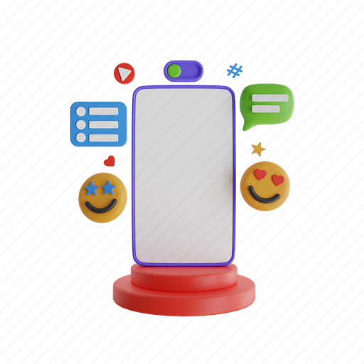 Social, media, mockup, 3d, application, online, phone 3D illustration - Download on Iconfinder