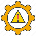 alert, ban, caution, cog, gear, warning