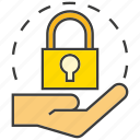 encryption, hand, hold, key, lock, protection