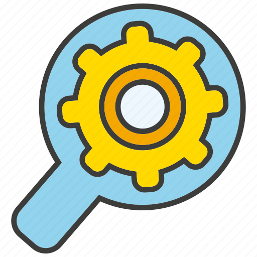 Cog, gear, magnifier glass, optimization, seo icon - Download on Iconfinder