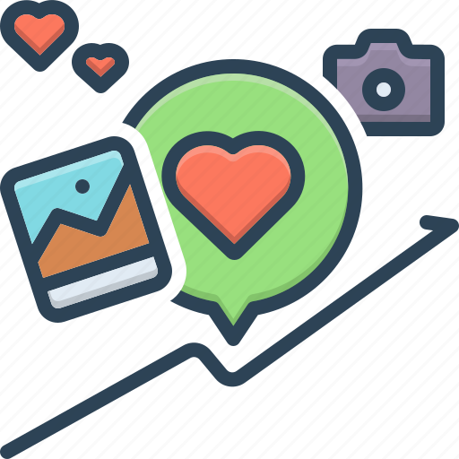 Trending, photo, comment, camera, heart, popular, influence icon - Download on Iconfinder