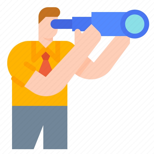 Businessman, competitors, forecasting, telescope, tracking icon - Download on Iconfinder