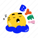 bye, emoji, emoticon, reaction, sleepy emoji
