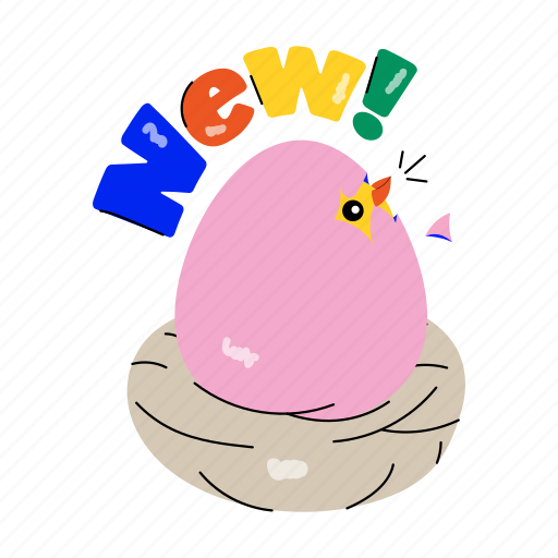 Bird nest, new chicken, nest, chick, baby chicken sticker - Download on Iconfinder