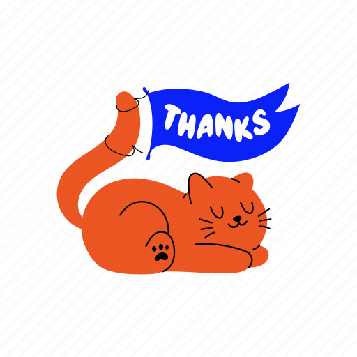 Cat, thanks, kitten, feline, pet sticker - Download on Iconfinder