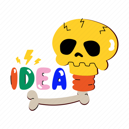 Skull, idea, bone, cranium, skullcap sticker - Download on Iconfinder