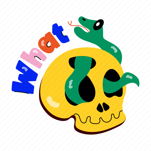 Snake skull, what, cranium, skullcap, typography sticker - Download on Iconfinder