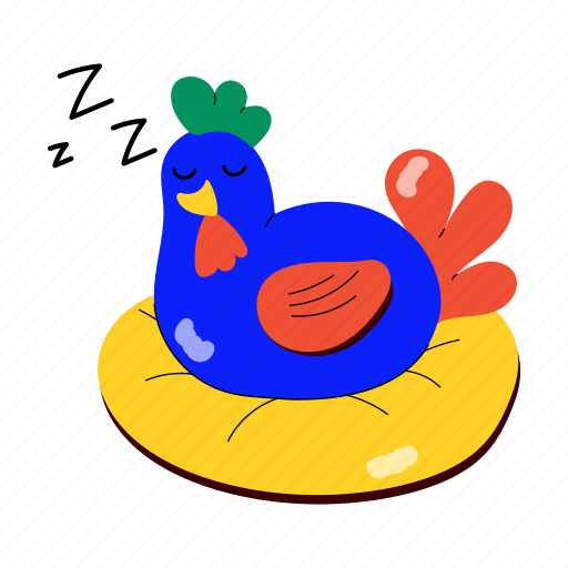 Chicken nest, sleepy chicken, lazy chicken, creature, nest sticker - Download on Iconfinder