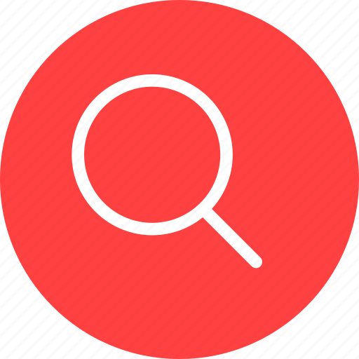 Circle, find, glass, magnifying, red, search icon - Download on Iconfinder
