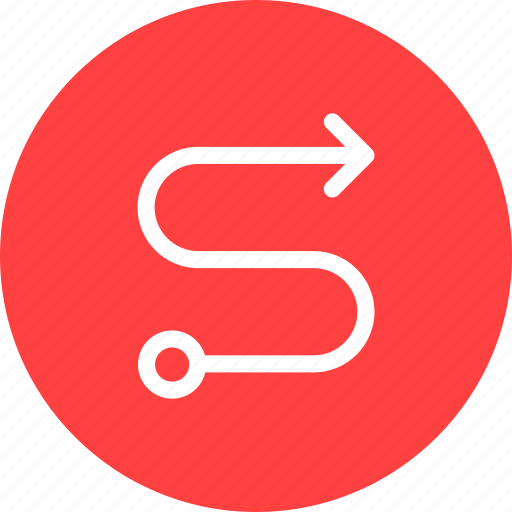 Circle, direction, map, red, route, way icon - Download on Iconfinder
