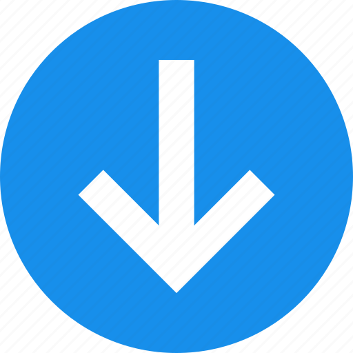 Arrow, blue, circle, descend, down, downward icon - Download on Iconfinder