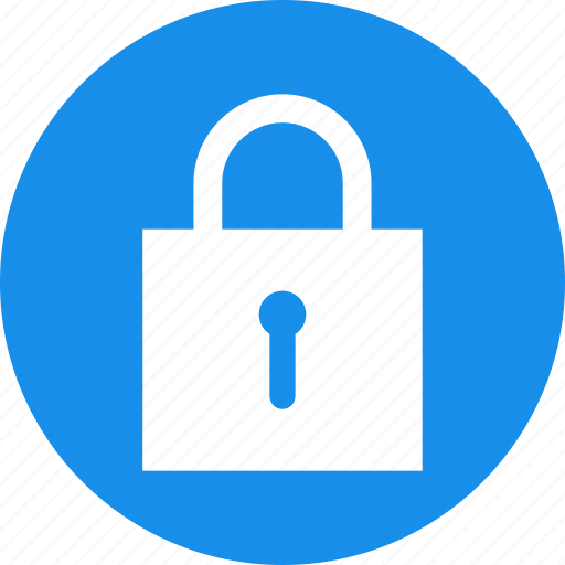 Blue, circle, lock, privacy, safe, secure, security icon - Download on Iconfinder