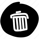 trash, delete, remove, bin, circle, solid, garbage
