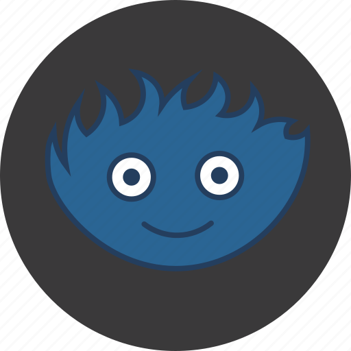 Blue, cute, flame, fluff, fun, happy, monster icon - Download on Iconfinder