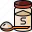 jar, salt, spoon 
