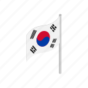 banner, country, flag, isometric, korea, nation, south