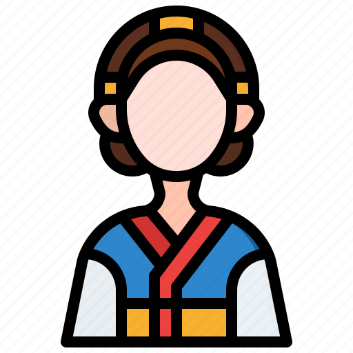 South, korea, women, hanbok, north, female, avatar icon - Download on Iconfinder