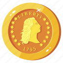 flowing hair dollar, liberty coin, coin, currency, money