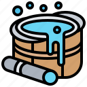 bucket, sauna, spa, water, wooden