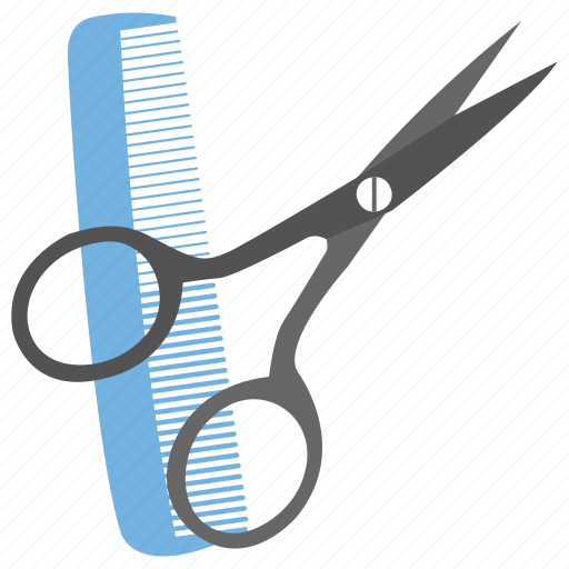 Beauty parlour concept, comb and scissor, hair setting, hairdressing tool, salon equipment icon - Download on Iconfinder