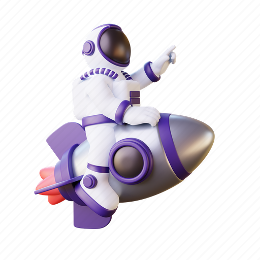 Astronaut, riding, rocket, technology, space, science, galaxy 3D illustration - Download on Iconfinder