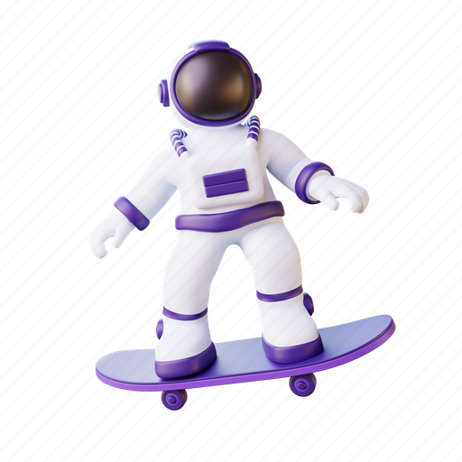Astronaut, skating, space, sport, science, galaxy, fantasy 3D illustration - Download on Iconfinder