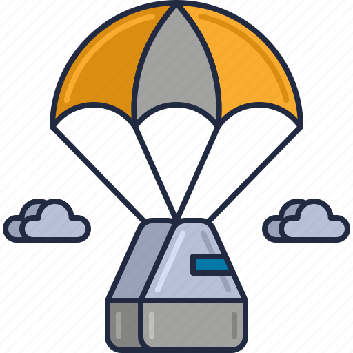 Delivery, flying, package, parachute, parcel, space capsule, supply drop icon - Download on Iconfinder