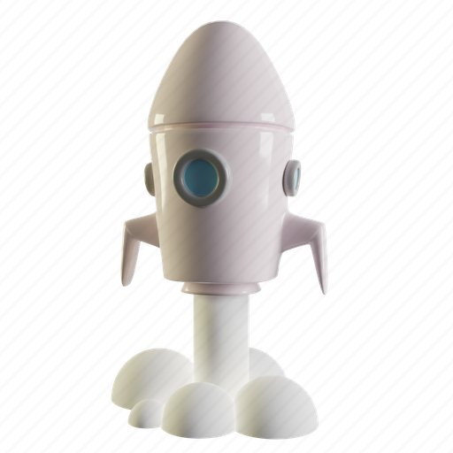 White, rocket, landing, space, launch, spaceship, astronomy 3D illustration - Download on Iconfinder