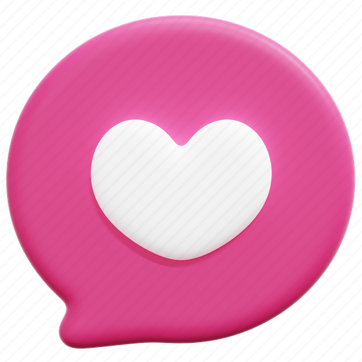 Speech, bubble, heart, like, chat, communication, message 3D illustration - Download on Iconfinder